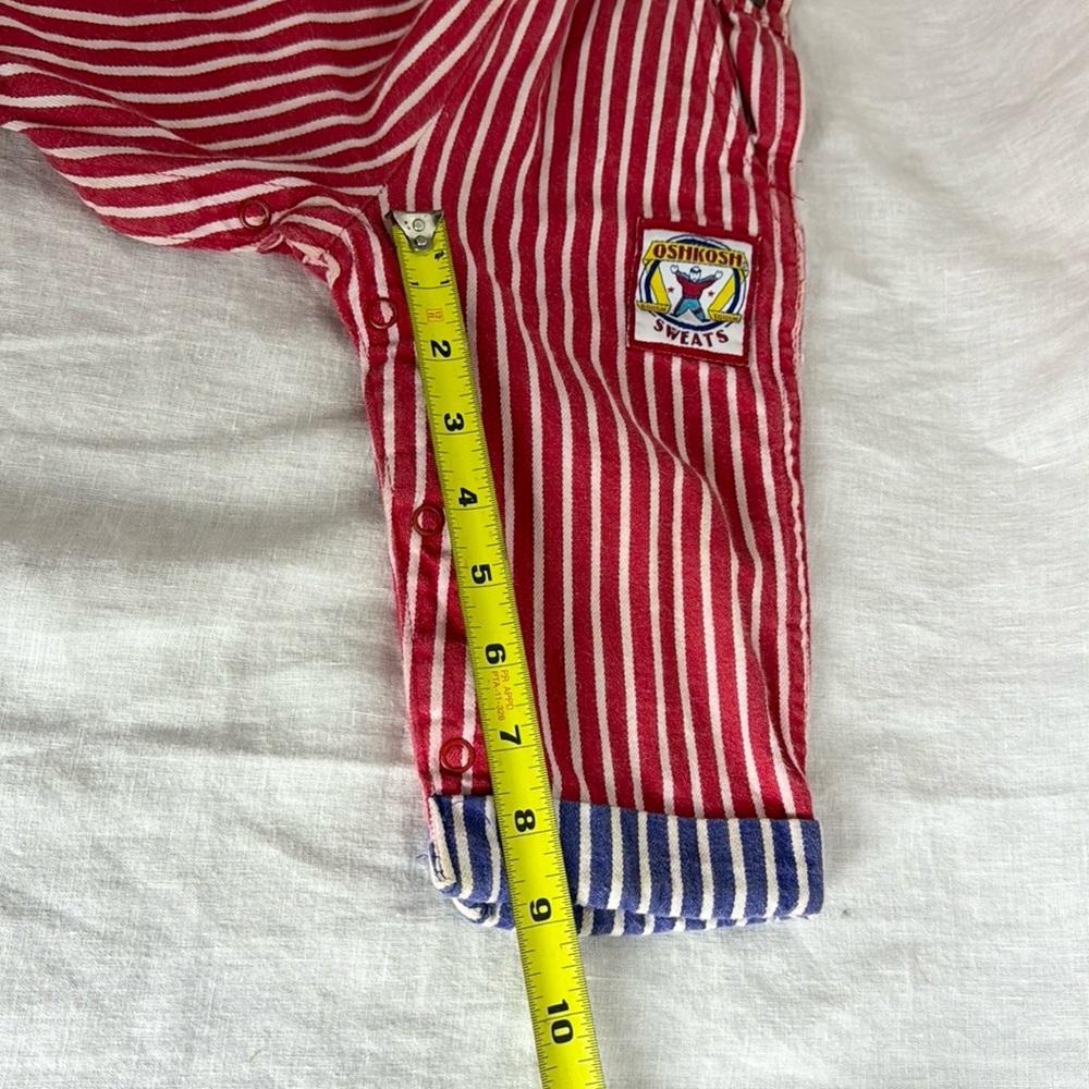 Vintage OshKosh B’Gosh Railroad Stripe Overall Patch Detail Size 18 Months - Picture 12 of 14